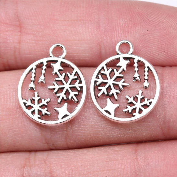 WYSIWYG 20pcs Charms 19x16mm Snowflake Charms For Jewelry Making DIY Jewelry Findings Antique Silver Color Alloy Charms Pendant