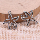 WYSIWYG 20pcs Charms 19x16mm Starfish Connector Charms For Jewelry Making DIY Jewelry Findings Antique Silver Color Alloy Charms
