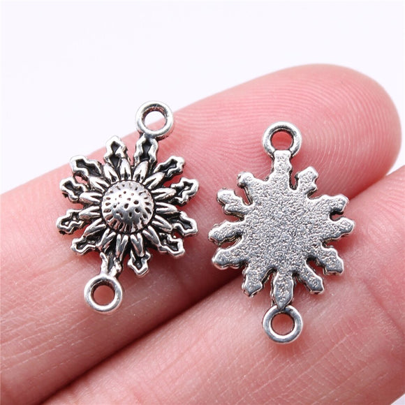 WYSIWYG 20pcs Charms 20x13mm Sun Connector Charms For Jewelry Making DIY Jewelry Findings Antique Silver Color Alloy Charms
