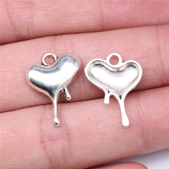 WYSIWYG 20pcs Charms 20x15mm Heart Charms For Jewelry Making DIY Jewelry Findings Antique Silver Color Alloy Charms Pendant