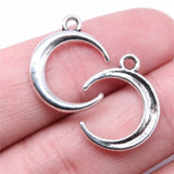 WYSIWYG 20pcs Charms 20x16mm Moon Charms For Jewelry Making DIY Jewelry Findings Antique Silver Color Alloy Charms Pendant
