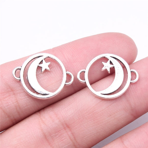 WYSIWYG 20pcs Charms 20x16mm Moon Star Connector Charms For Jewelry Making DIY Jewelry Findings Alloy Charms Pendant