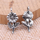 WYSIWYG 20pcs Charms 21x10mm Flower Charms For Jewelry Making DIY Jewelry Findings Antique Silver Color Alloy Charms Pendant