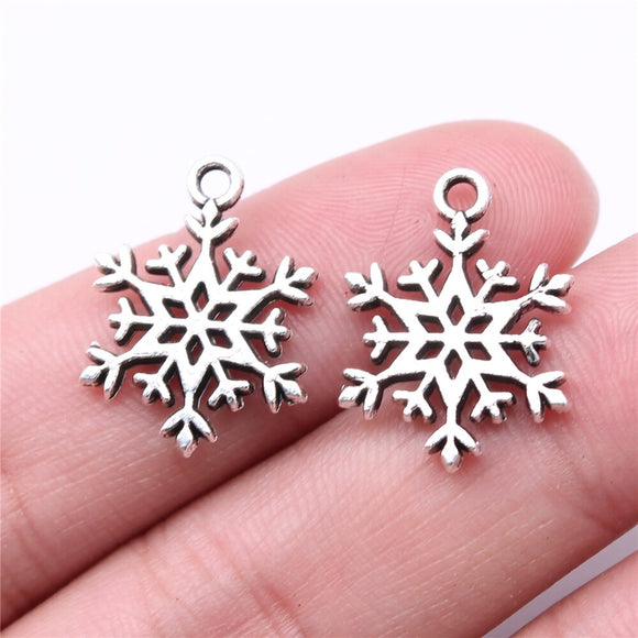 WYSIWYG 20pcs Charms 21x16mm Snowflake Charms For Jewelry Making DIY Jewelry Findings Antique Silver Color Alloy Charms Pendant EF3892
