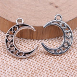 WYSIWYG 20pcs Charms 22x17mm Heart Moon Charms For Jewelry Making DIY Jewelry Findings Antique Silver Color Alloy Charms Pendant
