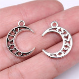 WYSIWYG 20pcs Charms 22x17mm Heart Moon Charms For Jewelry Making DIY Jewelry Findings Antique Silver Color Alloy Charms Pendant