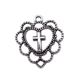 WYSIWYG 20pcs Charms 22x20mm Heart Cross Charms For Jewelry Making DIY Jewelry Findings Antique Silver Color Charms Pendant