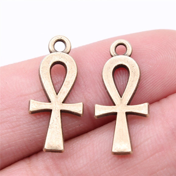 WYSIWYG 20pcs Charms 23x11mm Ankh Cross Pendants For DIY Jewelry Making Jewelry Findings Antique Bronze Color Alloy Charms