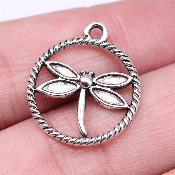 WYSIWYG 20pcs Charms 23x20mm Dragonfly Charms For Jewelry Making DIY Jewelry Findings Antique Silver Color Alloy Charms Pendant