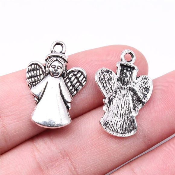 WYSIWYG 20pcs Charms 24x17mm Angel Charms For Jewelry Making DIY Jewelry Findings Antique Silver Color Alloy Charms Pendant