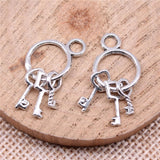 WYSIWYG 20pcs Charms 25x13mm Keys Charms For Jewelry Making DIY Jewelry Findings Antique Silver Color Alloy Charms Pendant