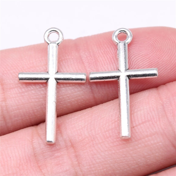WYSIWYG 20pcs Charms 26x15mm Cross Charms Pendant Antique Silver Color For Jewelry Making DIY Jewelry Findings