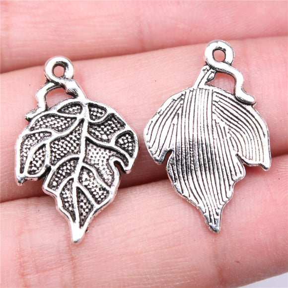 WYSIWYG 20pcs Charms 26x17mm Leaf Charms For Jewelry Making DIY Jewelry Findings Antique Silver Color Alloy Charms Pendant