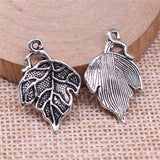 WYSIWYG 20pcs Charms 26x17mm Leaf Charms For Jewelry Making DIY Jewelry Findings Antique Silver Color Alloy Charms Pendant