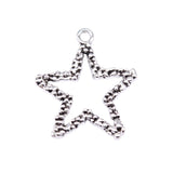 WYSIWYG 20pcs Charms 26x21mm Hollow Star Charms For Jewelry Making DIY Jewelry Findings Antique Silver Color Alloy Charms