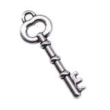 WYSIWYG 20pcs Charms 26x9mm Key Charms For Jewelry Making DIY Jewelry Findings Antique Silver Color Alloy Charms Pendant