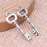 WYSIWYG 20pcs Charms 26x9mm Key Charms For Jewelry Making DIY Jewelry Findings Antique Silver Color Alloy Charms Pendant