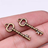 WYSIWYG 20pcs Charms 26x9mm Key Charms For Jewelry Making DIY Jewelry Findings Antique Silver Color Alloy Charms Pendant