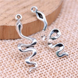 WYSIWYG 20pcs Charms 28x10mm Snake Charms For Jewelry Making DIY Jewelry Findings Antique Silver Color Alloy Charms Pendant