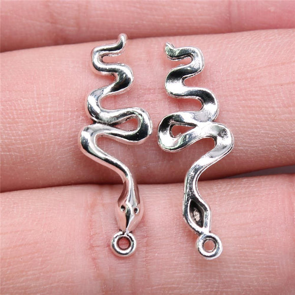 WYSIWYG 20pcs Charms 28x10mm Snake Charms For Jewelry Making DIY Jewelry Findings Antique Silver Color Alloy Charms Pendant