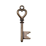 WYSIWYG 20pcs Charms 28x8mm Heart Key Charms For Jewelry Making DIY Jewelry Findings Antique Silver Color Alloy Charms Pendant