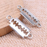 WYSIWYG 20pcs Charms 29x11mm Razor Blade Connector Charms For Jewelry Making DIY Jewelry Findings Antique Silver Color Charms