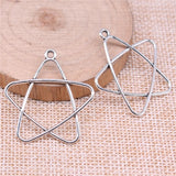 WYSIWYG 20pcs Charms 34x30mm Hollow Star Charms For Jewelry Making DIY Jewelry Findings Antique Silver Color Alloy Pendant