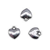 WYSIWYG 20pcs Charms 9x8mm 3D Heart Charms For Jewelry Making DIY Jewelry Findings Antique Silver Color Alloy Charms Pendant