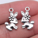 WYSIWYG 20pcs Charms Double Sided Rabbit 18x20mm Tibetan Bronze Silver Color Pendants Antique Jewelry Making DIY Handmade Craft