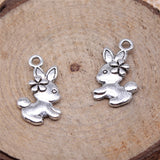WYSIWYG 20pcs Charms Double Sided Rabbit 18x20mm Tibetan Bronze Silver Color Pendants Antique Jewelry Making DIY Handmade Craft