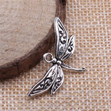 WYSIWYG 20pcs Charms Dragonfly 31x18mm Antique Silver Color Plated Pendants Making DIY Handmade Tibetan Silver Color Jewelry