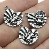 WYSIWYG 20pcs Charms Frog On Lily Pad 18x17mm Antique Bronze Silver Color Pendants Making DIY Handmade Jewelry EF0040
