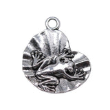 WYSIWYG 20pcs Charms Frog On Lily Pad 18x17mm Antique Bronze Silver Color Pendants Making DIY Handmade Jewelry EF0040