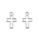 WYSIWYG 20pcs Charms Hollow Cross 10x17mm Antique Silver Color Pendant Hollow Cross Charms For Jewelry Making Jewelry Findings