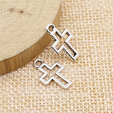 WYSIWYG 20pcs Charms Hollow Cross 10x17mm Antique Silver Color Pendant Hollow Cross Charms For Jewelry Making Jewelry Findings