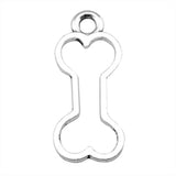 WYSIWYG 20pcs Charms Hollow Dog Bone 25x11mm Tibetan Bronze Silver Color Pendants Antique Jewelry Making DIY Handmade Craft