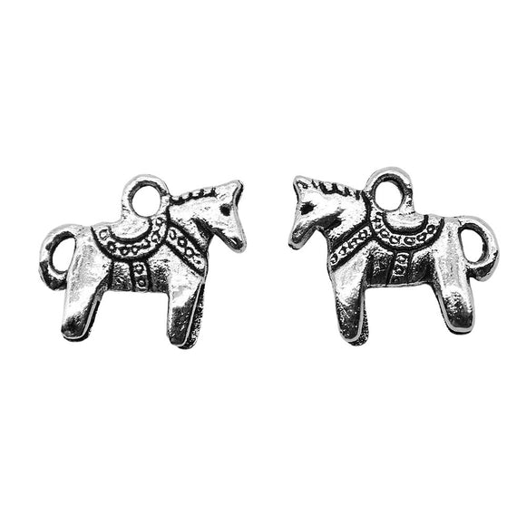 WYSIWYG 20pcs Charms Horse Antique Silver Color Alloy DIY Jewelry Making Accessories 12x14mm