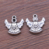 WYSIWYG 20pcs Charms Lovely Pray Angel 14x13mm Antique Silver Color Pendants DIYCrafts Making Findings Handmade Tibetan Jewelry