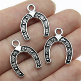 WYSIWYG 20pcs Charms Lucky Horseshoe Good Luck Talisman 24x18mm Tibetan Silver Color Pendant Antique Jewelry Making DIY Craft