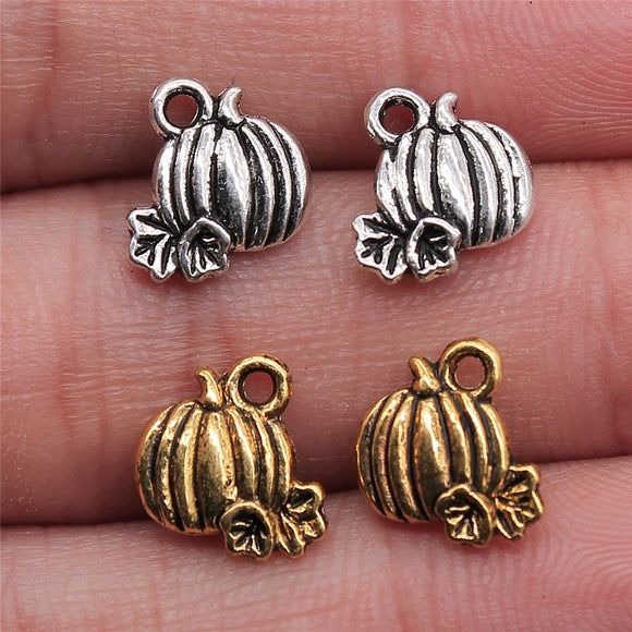 20pcs Charms Pumpkin Fall Thanksgiving Halloween 10x10mm Tibetan Pendants Crafts Making Findings Antique DIY Jewelry h0222