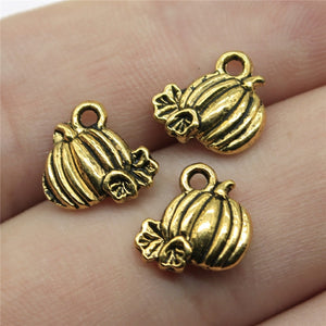 20pcs Charms Pumpkin Fall Thanksgiving Halloween 10x10mm Tibetan Pendants Crafts Making Findings Antique DIY Jewelry h0222