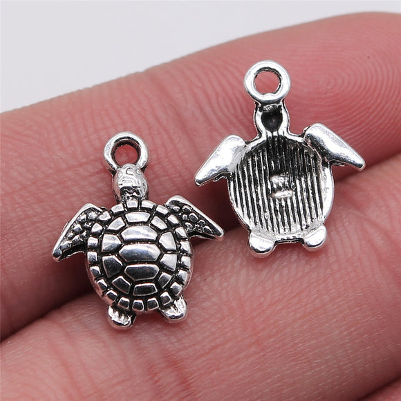 20pcs Charms Sea Turtle Antique Silver Color Alloy Diy Jewelry Making Accessories 14x16mm EF3968