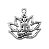 20pcs Charms Yoga Om Lotus Padmasana 16x18mm Antique Silver Color Pendants Making DIY Handmade Tibetan Finding Jewelry h1135
