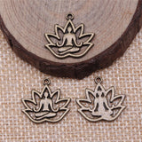 20pcs Charms Yoga Om Lotus Padmasana 16x18mm Antique Silver Color Pendants Making DIY Handmade Tibetan Finding Jewelry h1135