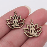 20pcs Charms Yoga Om Lotus Padmasana 16x18mm Antique Silver Color Pendants Making DIY Handmade Tibetan Finding Jewelry h1135