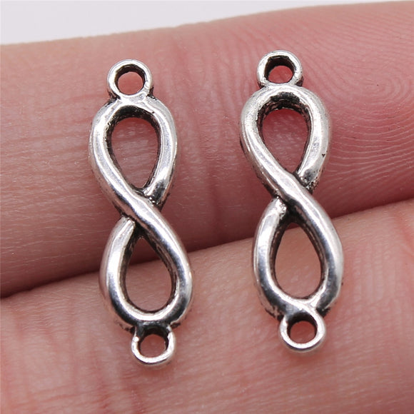 WYSIWYG 20pcs Infinity Symbol Connector Charms Diy Jewelry Making Jewelry Finding Antique Silver Color 6x21mm