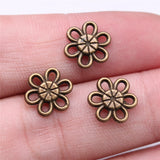 WYSIWYG 20pcs Jewelry Accessories Handmade Craft Small Flower Connector Connector Charms Antique Silver Color 10mm