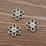 WYSIWYG 20pcs Jewelry Accessories Handmade Craft Small Flower Connector Connector Charms Antique Silver Color 10mm