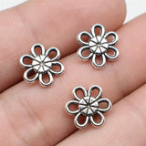 WYSIWYG 20pcs Jewelry Accessories Handmade Craft Small Flower Connector Connector Charms Antique Silver Color 10mm