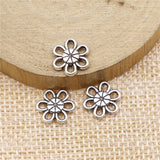 WYSIWYG 20pcs Jewelry Accessories Handmade Craft Small Flower Connector Connector Charms Antique Silver Color 10mm
